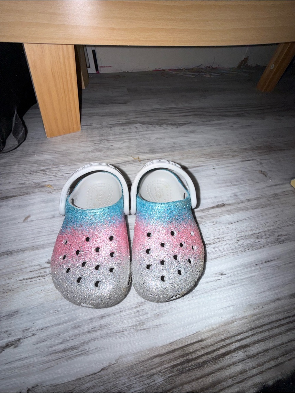 Toddler size 5  Glitter Foam Clogs - Pink Blue Silver